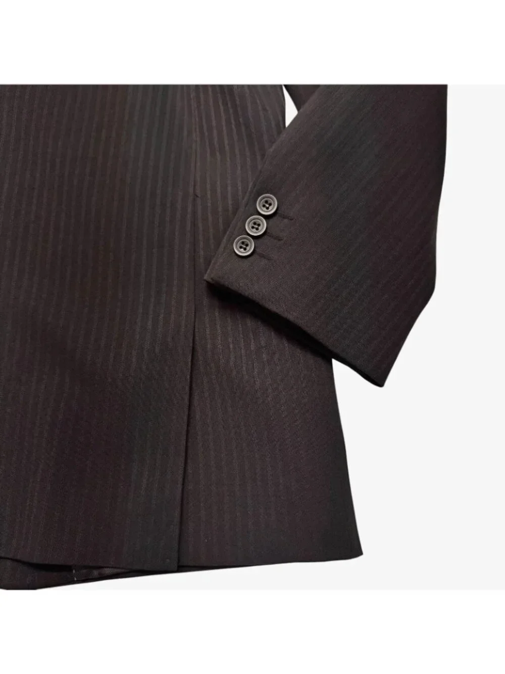 Claiborne Mens Modern Fit Suit 42L W34 L32 Black Pinstripe 2-Piece Set Polyester